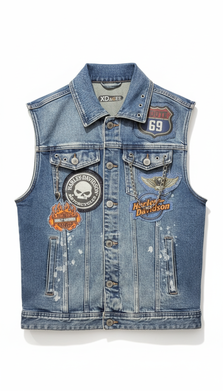 Жилетка джинсовая голубая XD с логотипом Harley Davidson